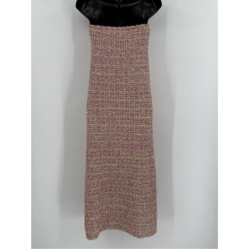 Zara Metallic Tweed Strapless Maxi Dress | Pink Multi | Small - Picture 4 of 11
